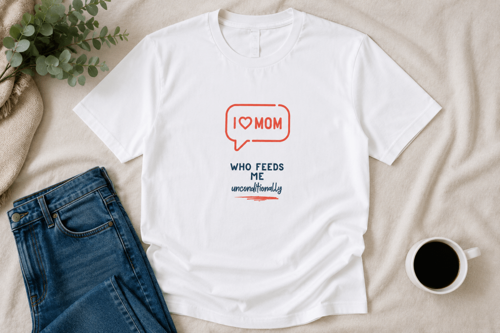 Minimalist white Mother’s Day gift t-shirt flatlay for mom